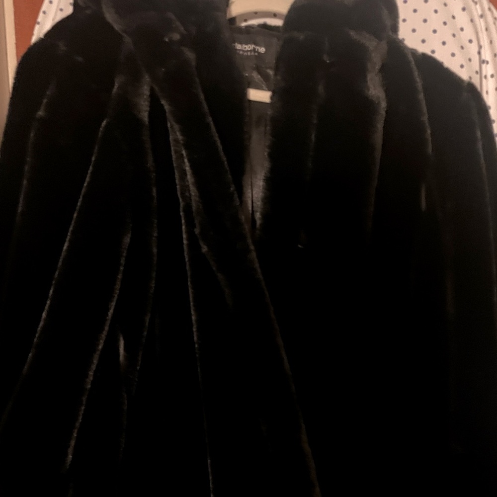 Faux black coat XL with hood